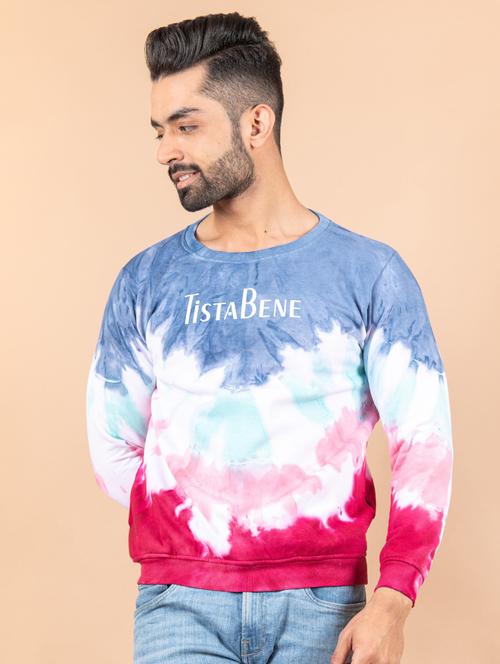 men tie & dye chest typographic sweatshirt - 20561370 - Very Small Image - 1