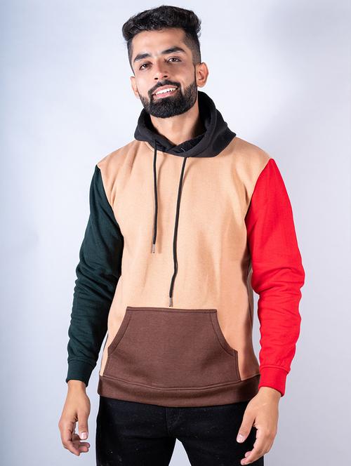 men colourblocked hooded sweatshirt - 20561428 - Very Small Image - 1