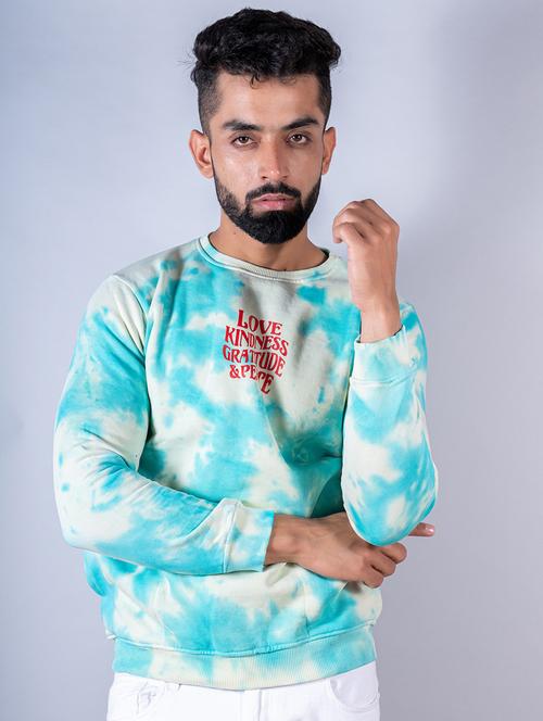 men tie & dye chest typographic print sweatshirt - 20561524 - Very Small Image - 1