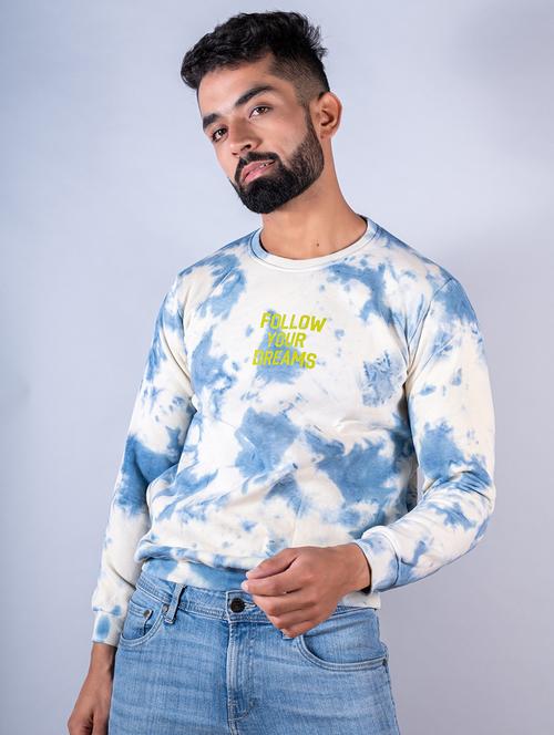 men tie & dye chest typographic print sweatshirt - 20561525 - Very Small Image - 1