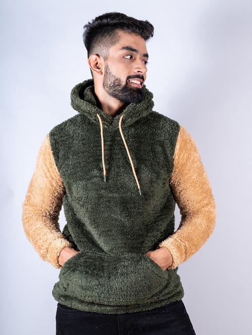 men solid colourblocked hooded sweatshirt - 20561532 - Very Small Image - 1