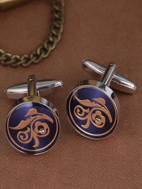 blue metal alloy cufflink - 20561582 - Very Small Image - 1