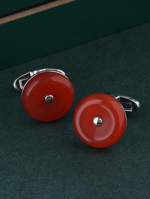 orange metal alloy cufflink - 20561604 - Very Small Image - 1