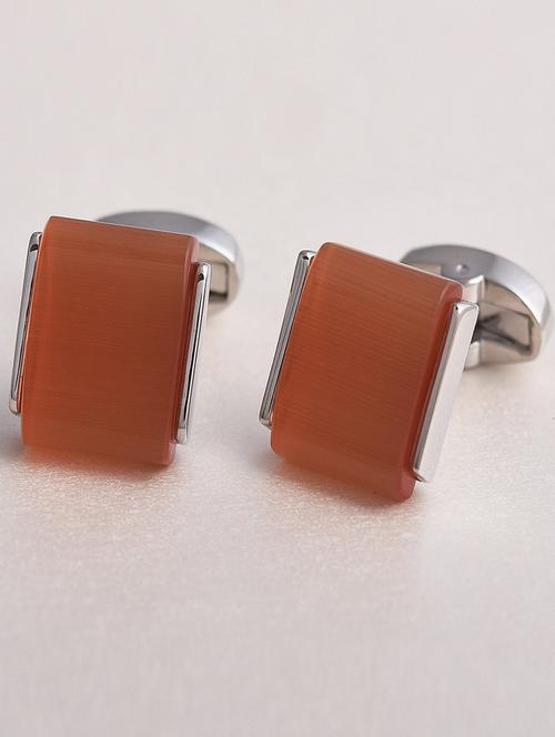 orange metal alloy cufflink - 20561607 - Very Small Image - 1