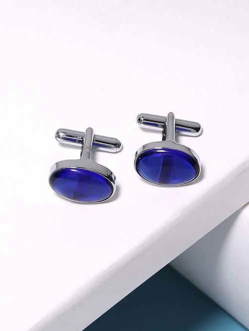 blue metal alloy cufflink - 20561623 - Very Small Image - 1