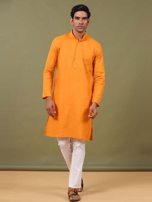 men oxy fire solid long kurta - 20562013 - Very Small Image - 1