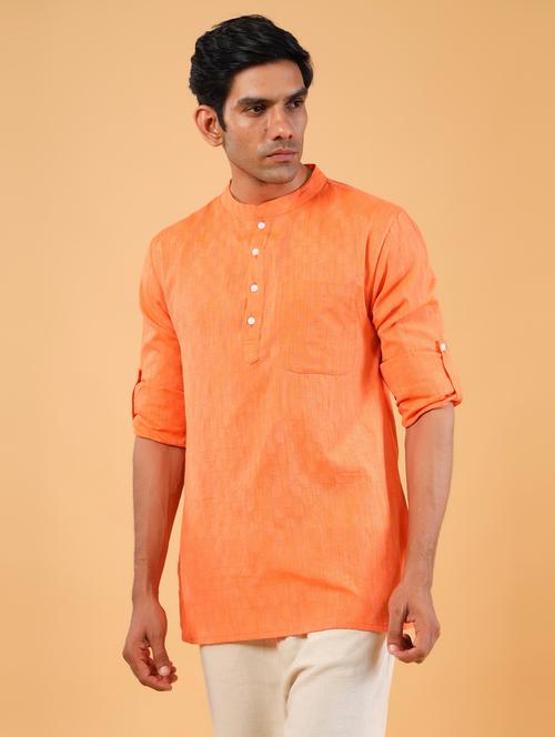 men orange short kurta - 20562036 - Very Small Image - 1