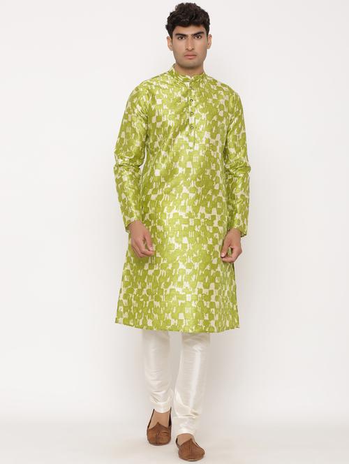 men lime printed long kurta - 20562072 - Very Small Image - 1