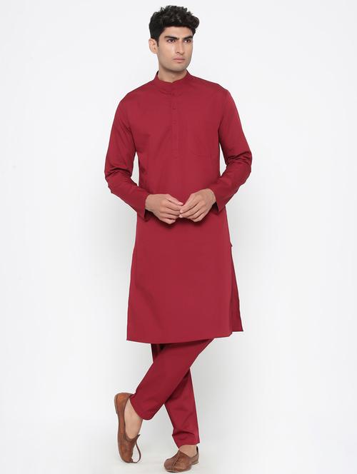 men solid mandarin neck kurta - 20562085 - Very Small Image - 1