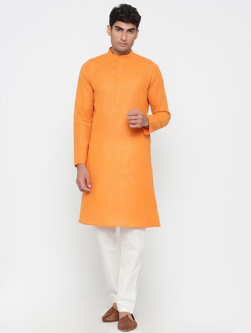 men oxy fire cotton blend long kurta - 20562088 - Very Small Image - 1