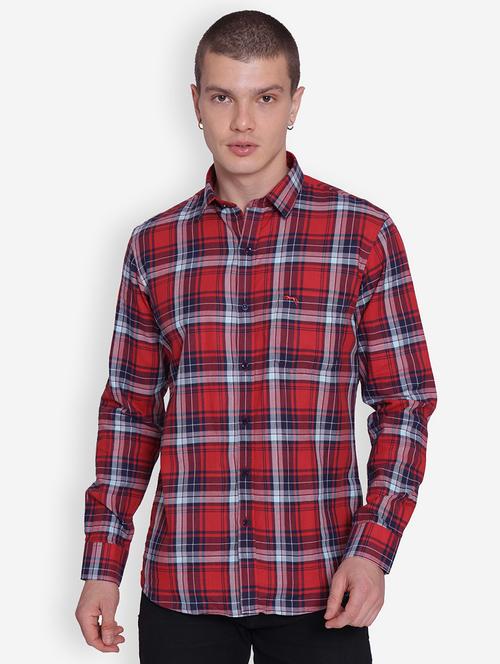 red checks cotton casual shirt - 20562372 - Very Small Image - 1
