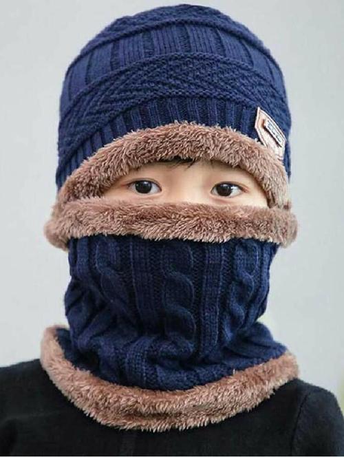kids cap with neck muflar - 20562847 - Very Small Image - 1