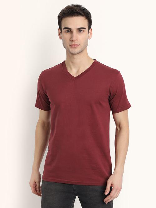 men v-neck solid plain t-shirt - 20563327 - Very Small Image - 1