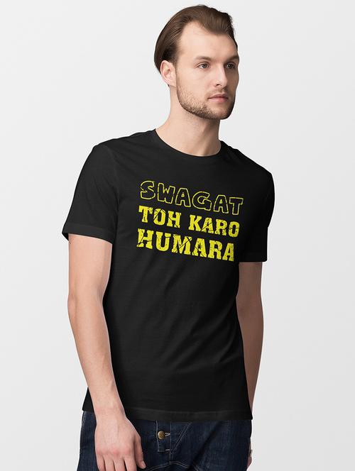 men round neck chest print t-shirt - 20563546 - Very Small Image - 1