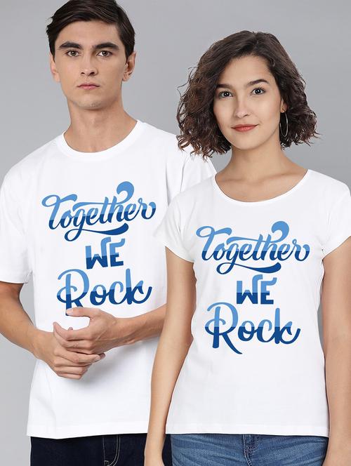 round neck typography printed couple t-shirts - 20563742 - Very Small Image - 1