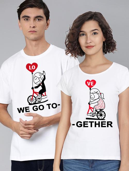 round neck graphic printed couple t-shirts - 20563750 - Very Small Image - 1