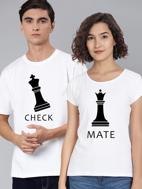 round neck graphic printed couple t-shirts - 20563755 - Very Small Image - 1