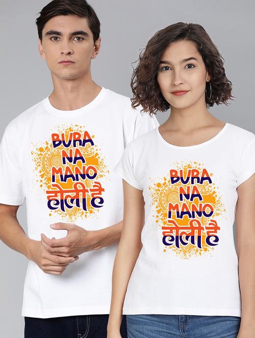 round neck typography printed couple t-shirts - 20563762 - Very Small Image - 1