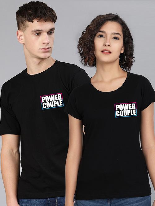 round neck typographic printed couple t-shirt - 20563772 - Very Small Image - 1
