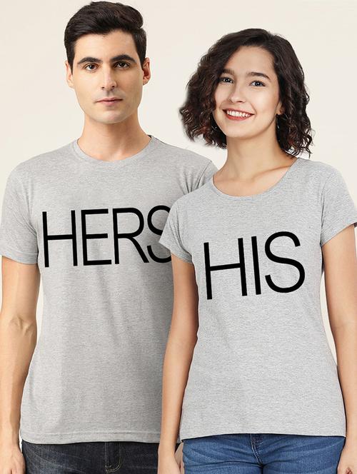 round neck typography printed couple t-shirts - 20563787 - Very Small Image - 1