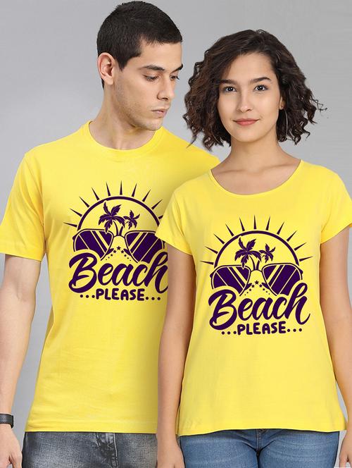round neck typography printed couple t-shirts - 20563792 - Very Small Image - 1