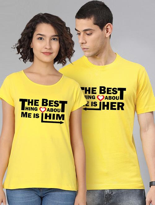 round neck typography printed couple t-shirts - 20563797 - Very Small Image - 1