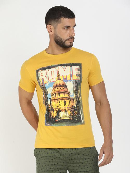 yellow cotton front print tshirt - 20565252 - Very Small Image - 1