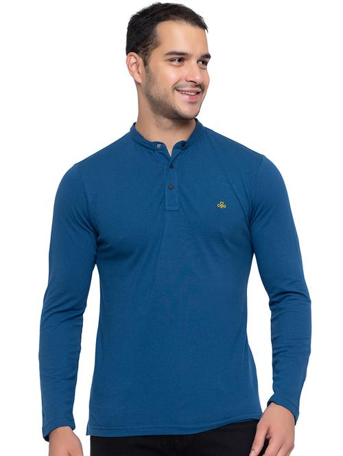 blue cotton blend plain tshirt - 20565932 - Very Small Image - 1