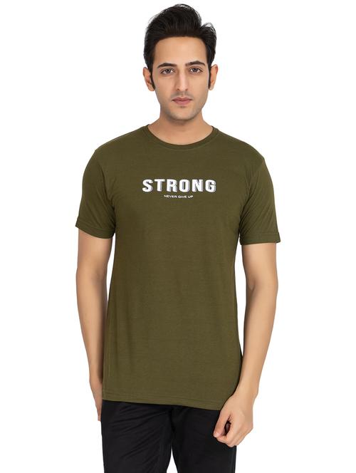 olive cotton blend regular t-shirt - 20566001 - Very Small Image - 1