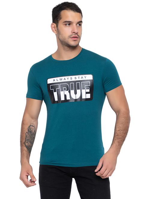teal cotton blend regular t-shirt - 20566027 - Very Small Image - 1