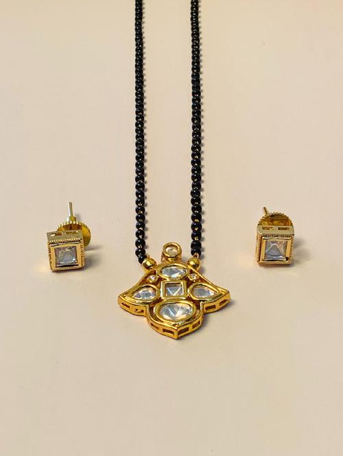 abdesigns gold plated mangalsutra set with earrings - 20566465 - Very Small Image - 1