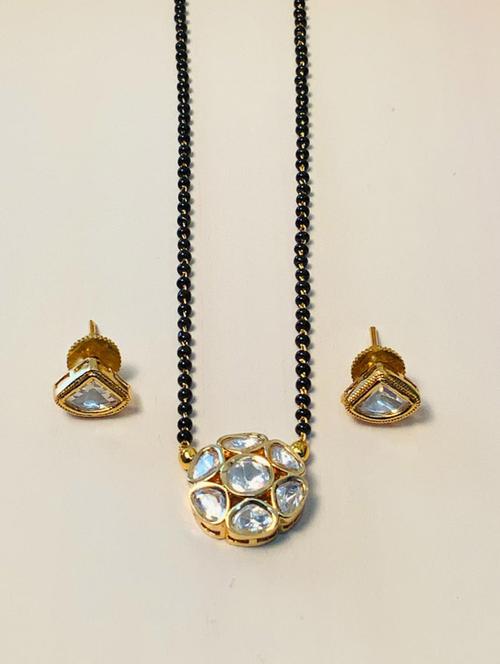 abdesigns gold plated mangalsutra set with earrings - 20566466 - Very Small Image - 1