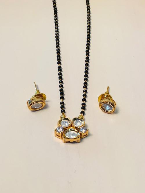 abdesigns gold plated mangalsutra set with earrings - 20566467 - Very Small Image - 1