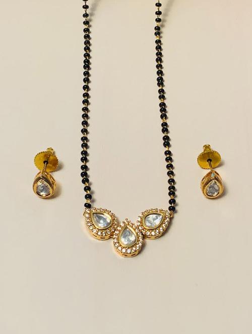 abdesigns gold plated mangalsutra set with earrings - 20566469 - Very Small Image - 1
