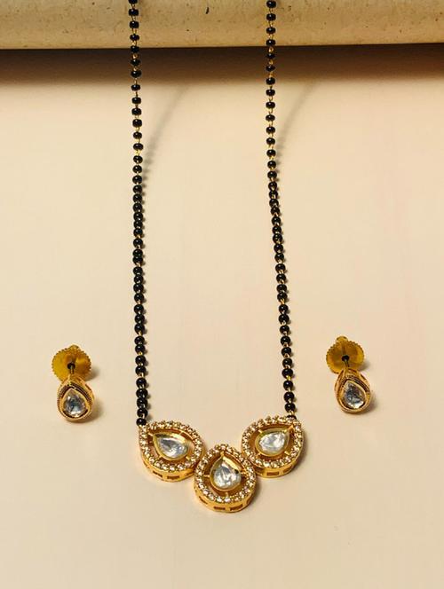 abdesigns gold plated mangalsutra set with earrings - 20566470 - Very Small Image - 1