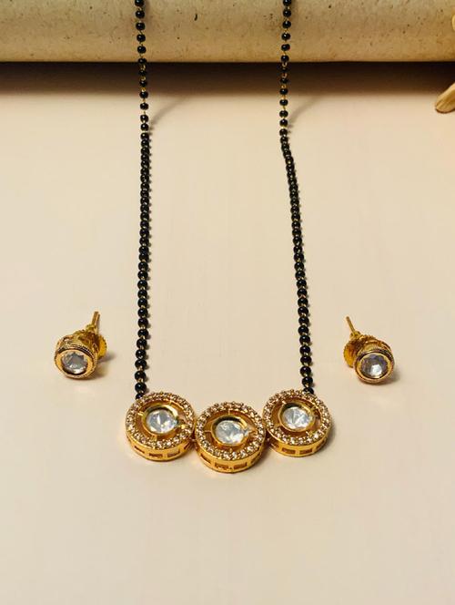abdesigns gold plated mangalsutra set with earrings - 20566471 - Very Small Image - 1