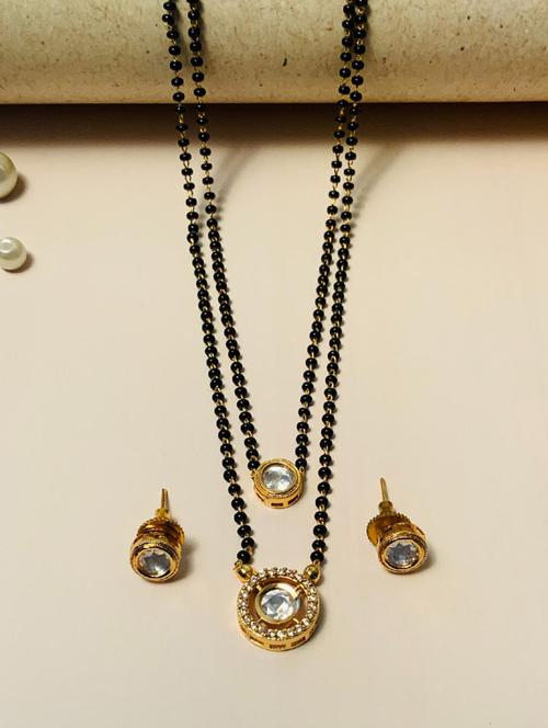 abdesigns gold plated mangalsutra set with earrings - 20566478 - Very Small Image - 1