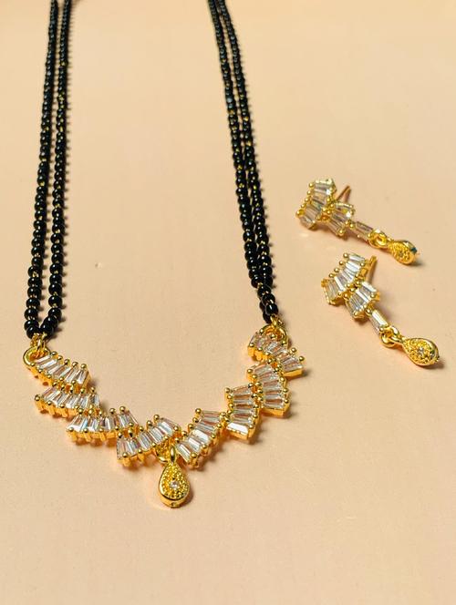 abdesigns gold plated mangalsutra set with earrings - 20566587 - Very Small Image - 1