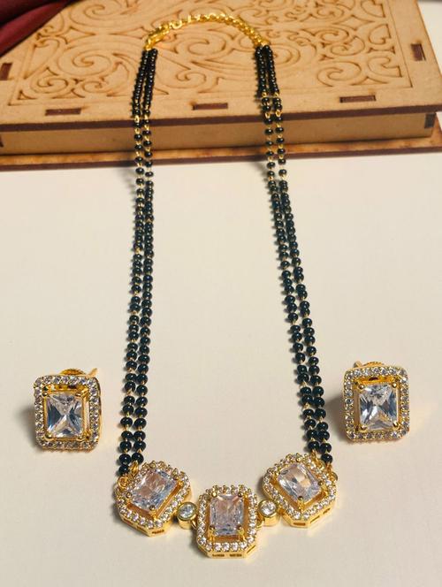 abdesigns gold plated mangalsutra set with earrings - 20566591 - Very Small Image - 1