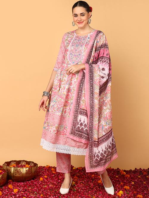 pink cotton suit set - 20569078 - Very Small Image - 1