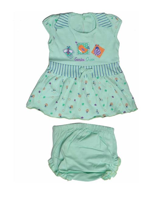 girls green cotton printed twin set - 20569473 - Very Small Image - 1
