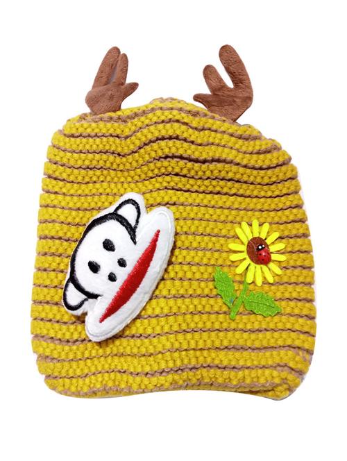 self design yellow wool cap - 20569523 - Very Small Image - 1