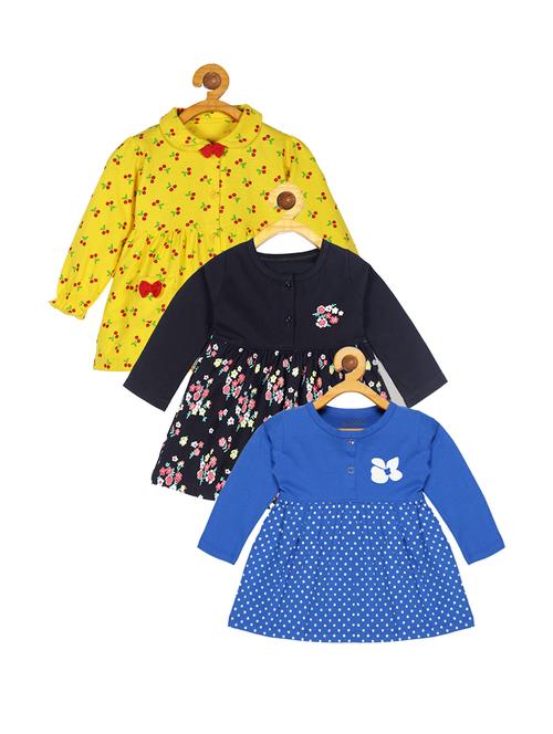 girls round neck long sleeves frock - 20569734 - Very Small Image - 1