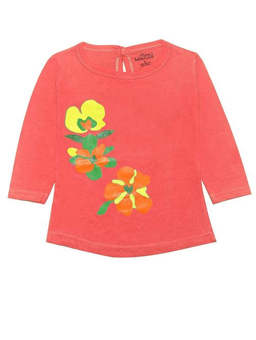 girls red solid round neck regular t-shirt - 20570418 - Very Small Image - 1