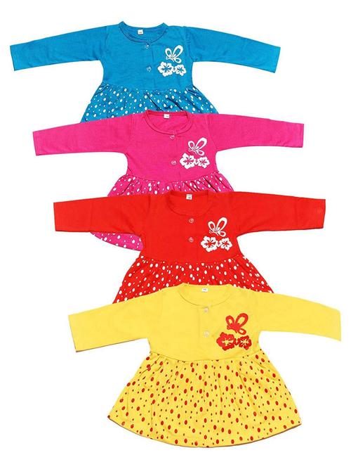 girls round neck long sleeves frock - 20570522 - Very Small Image - 1