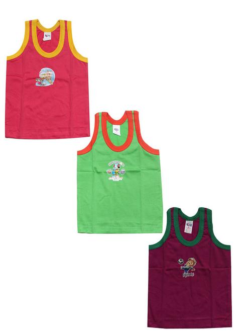 pack of 3 multi colored cotton blend vest - 20570546 - Very Small Image - 1