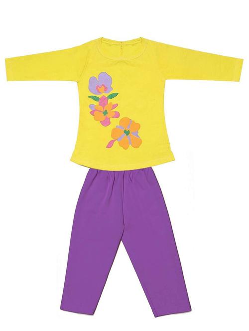 yellow cotton blend pyjama set nightwear - 20570564 - Very Small Image - 1
