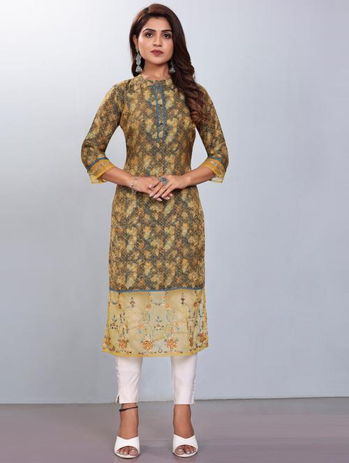green tissue straight kurta - 20571128 - Very Small Image - 1