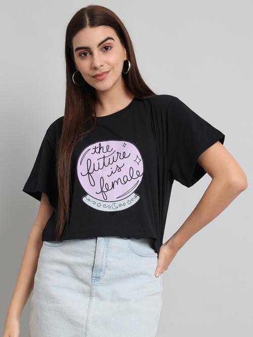 women front print short sleeves t-shirt - 20571483 - Very Small Image - 1