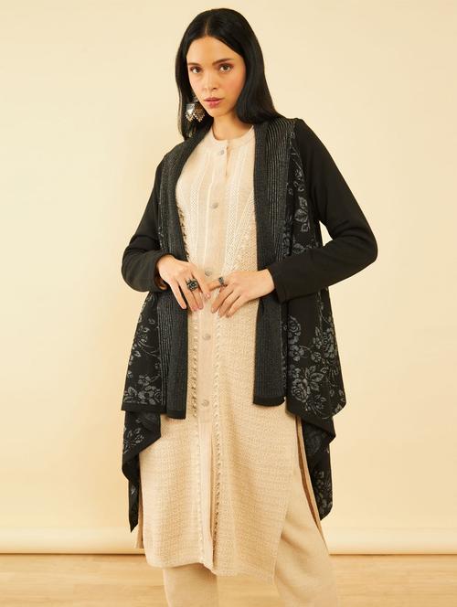 women asymmetric self design floral shrug - 20572018 - Very Small Image - 1